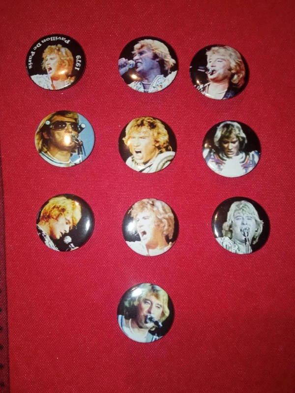 Johnny Hallyday Serie de 10 Badges Pavillon de paris 1979