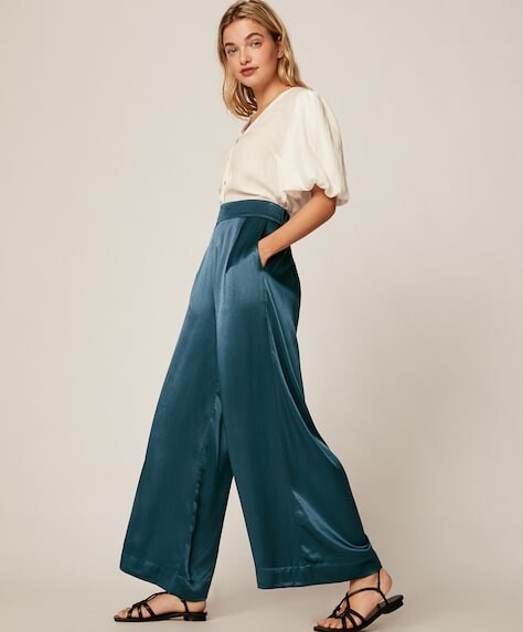 Pantalon palazzo satiné