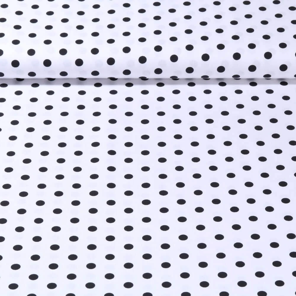 Popeline de coton Benno - Pois XL Blanc Noir