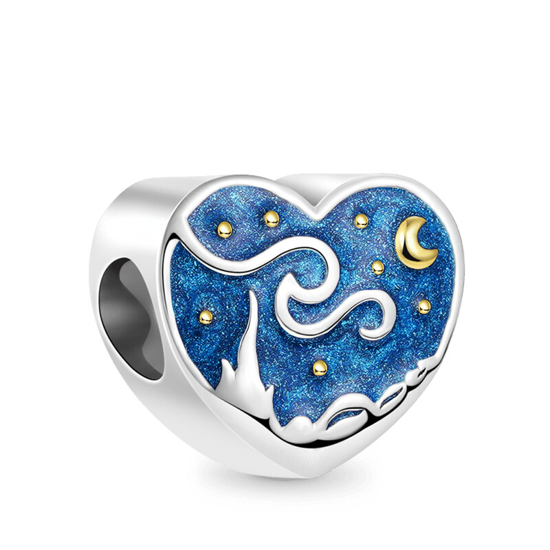 Starry Night Heart Charm - Gnoce.com