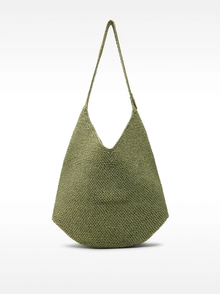 Sac d'épaule effet paille avec détail sur le côté