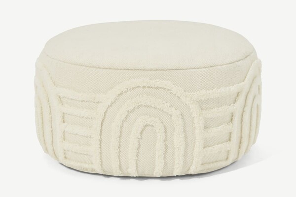 Raina, pouf, laine tuftée blanc cassé