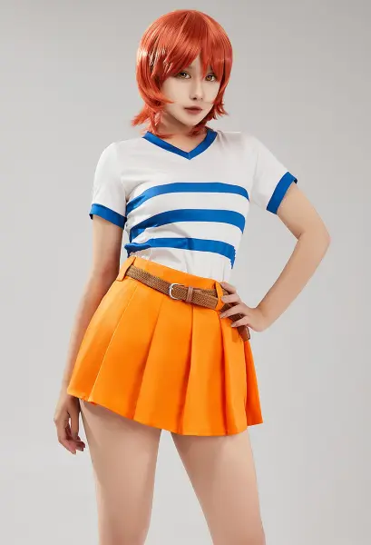 OP Nami Costume de Cosplay Nami Top et Jupe Ensemble avec Ceinture