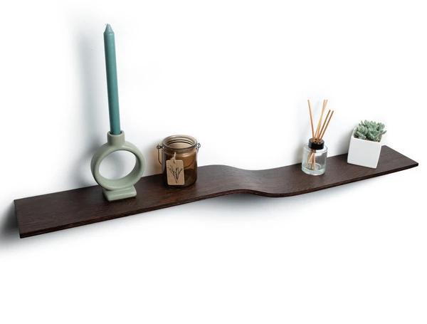 Étagère flottante à fixer au mur, étagère suspendue en noyer, décoration de salon incurvée, étagère en bois sans support, étagère ondulée géométrique