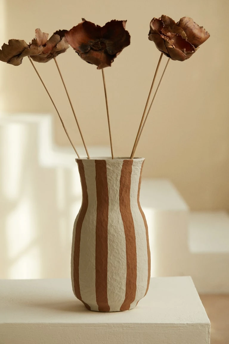 Tall papier-mâché vase