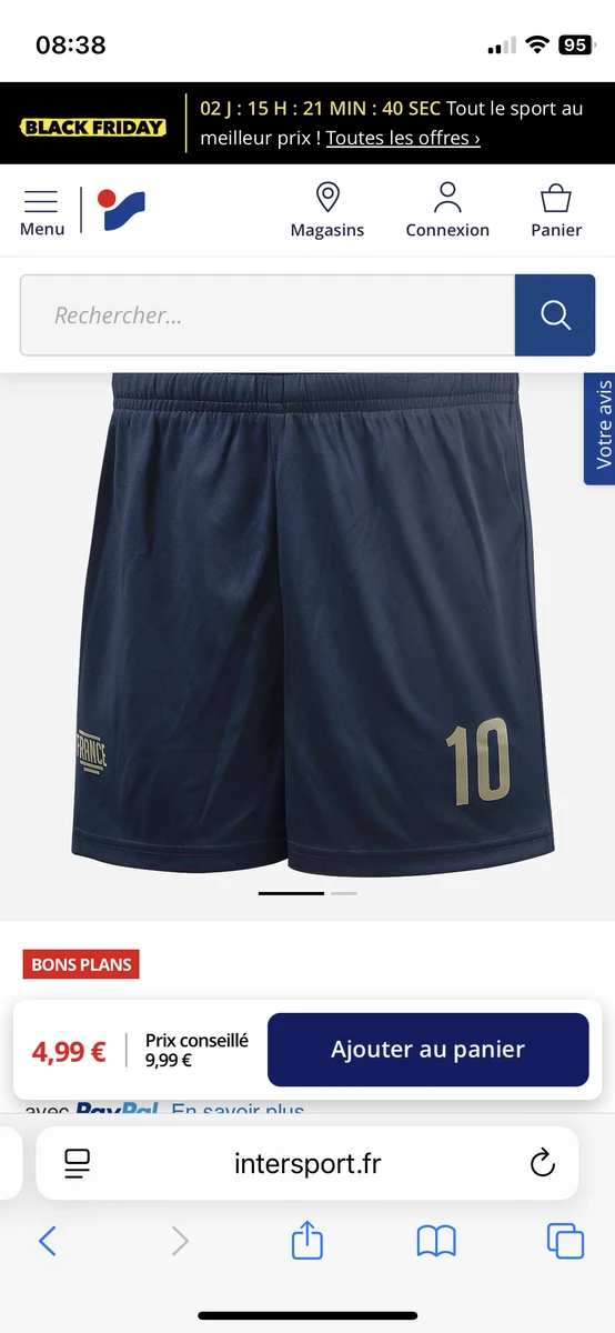 Short de football enfant Supporter Numéro 10 INTERSPORT