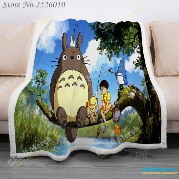 Throw Blanket Totoro 3D Velvet Plush (Sherpa) For Sale - Ghibli Merch Store - Official Studio Ghibli Merchandise