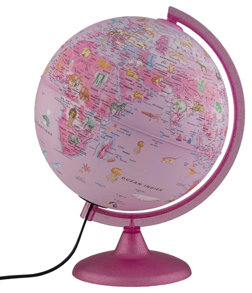 GLOBE LUMINEUX 25 CM PINK ZOO