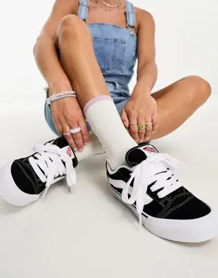 Vans - Knu Skool - Baskets à semelle chunky - Noir/blanc
