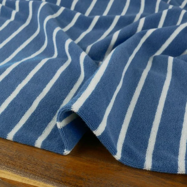 Jersey éponge à rayures marinière – bleu | Tissu doux et confortable