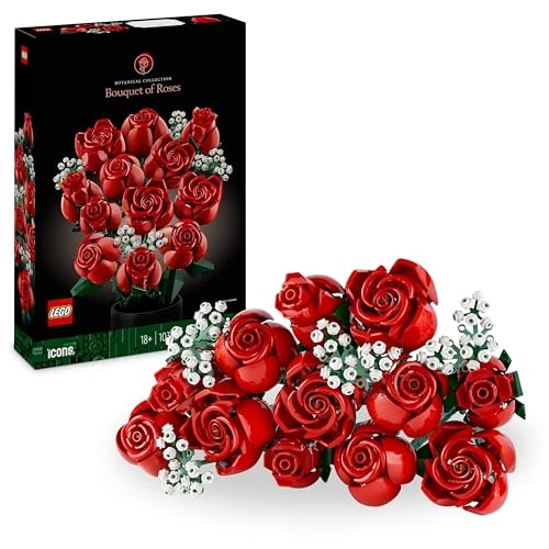 LEGO Botanicals Le Bouquet de Roses - Fleurs Artificielles - Set de Construction Adulte - Accessoires de Décoration pour Maison ou Bureau - Cadeau pour Femme ou Homme Passionné(e) de Plantes 10328