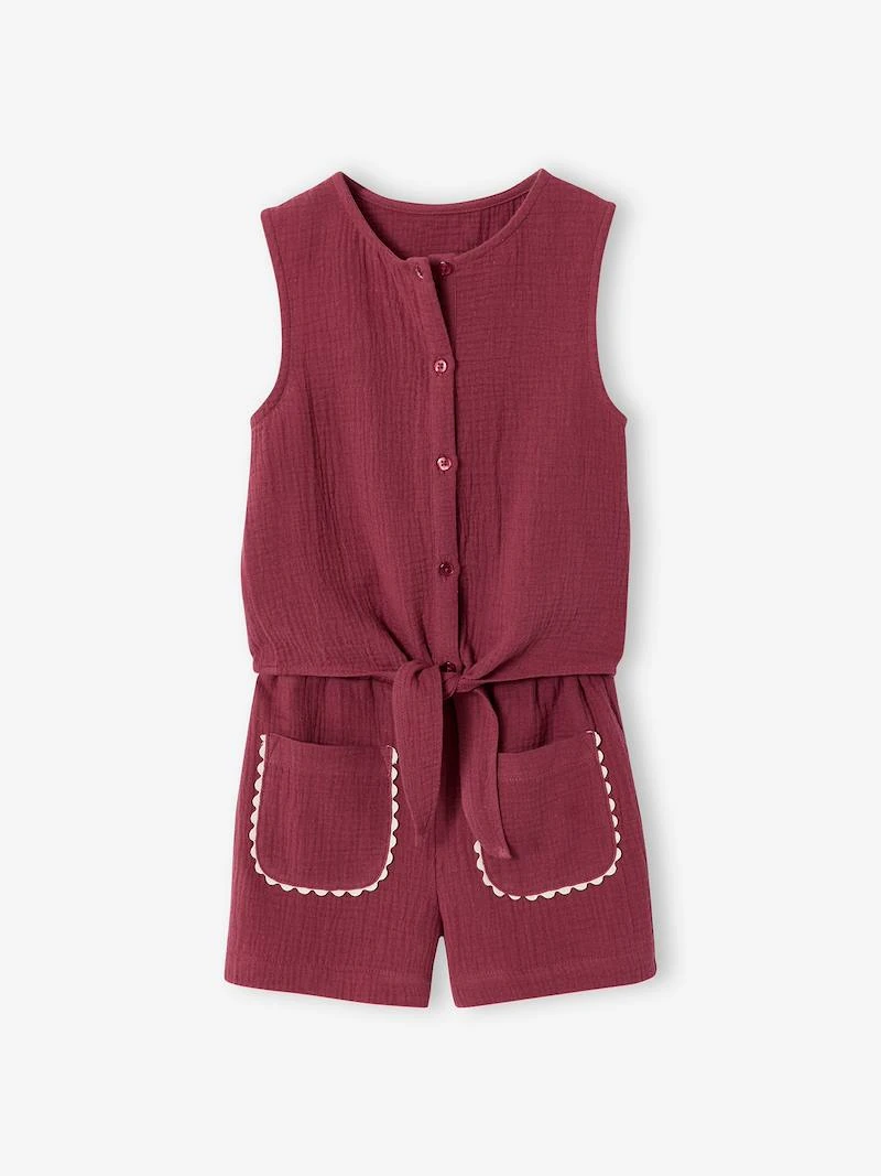 Ensemble short top fille gaze coton terracotta - Vertbaudet