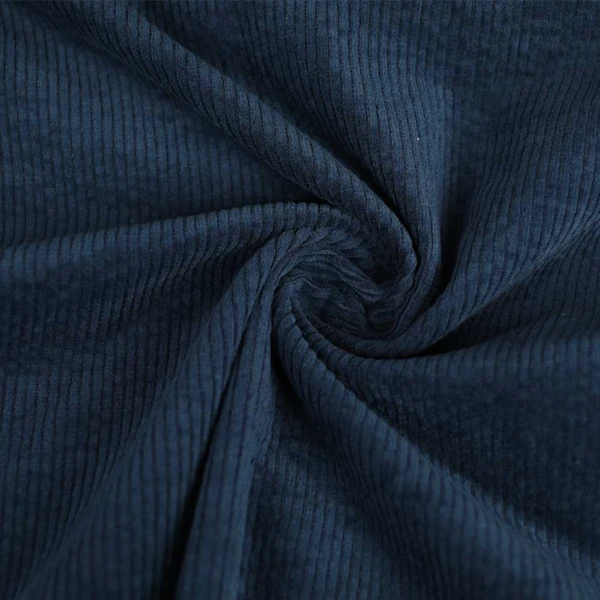 Tissu velours côtelé coton stretch uni - marine | Pour couture d'habits en velours de poids moyen