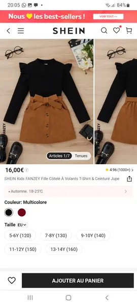 Tenue jupe camel haut noir
