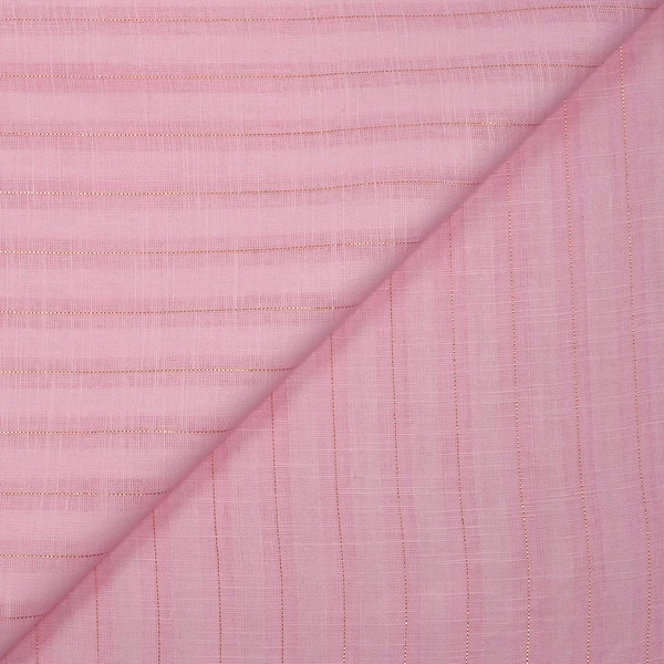 Coton lin rayé Lurex doré fond rose layette