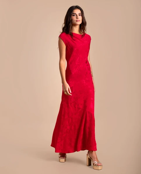 Vestido Largo Rojo sin Mangas | Invitadas THE-ARE