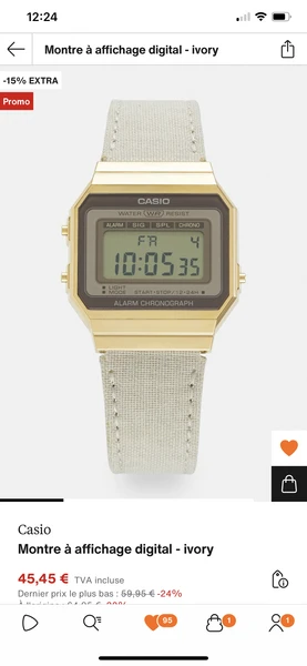 Casio montre à Affichage digital ivory