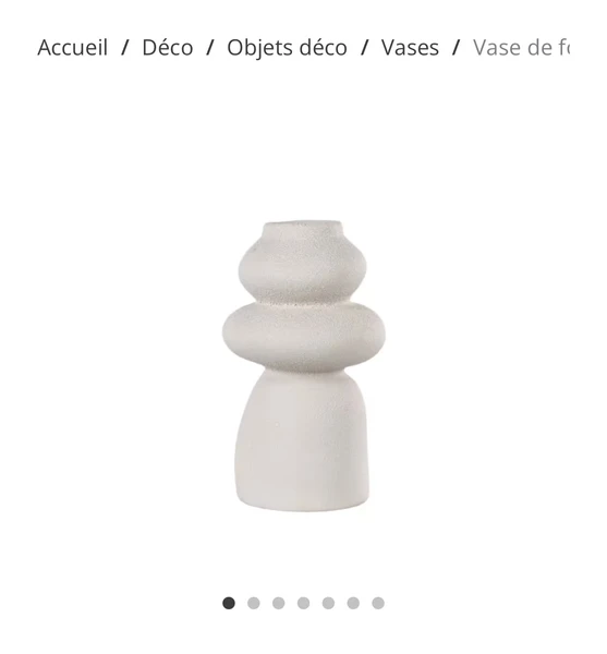 Vase de forme organique en grès H26,5cm blanc 