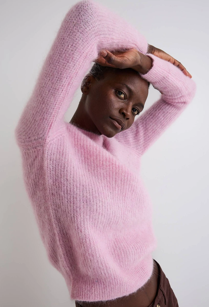 Pull col rond contenant du mohair