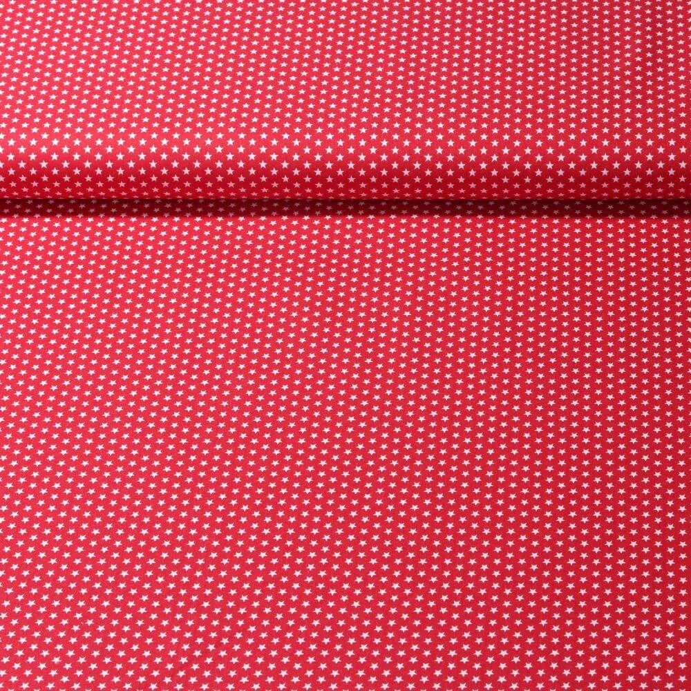 Popeline de coton Stella - Mini étoiles Rouge Blanc