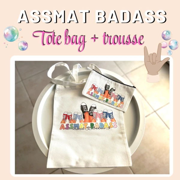 Tote bag + trousse -ASSMAT BADASS - Team basket - FLISAT & CO