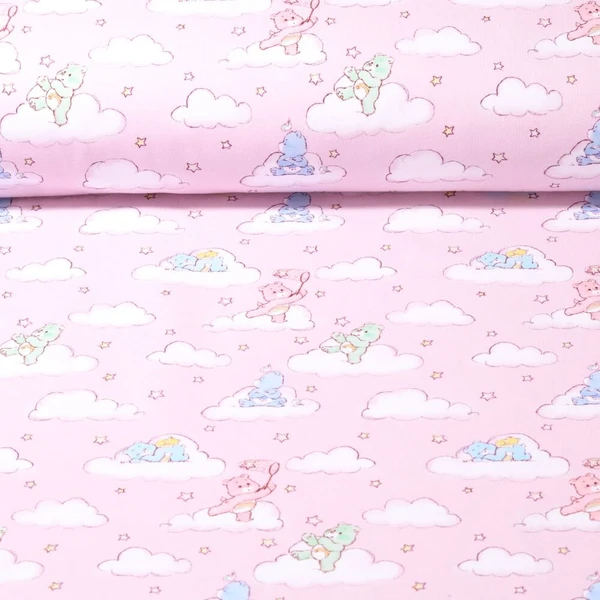 Jersey - Bisounours rêveurs Impression numérique Rose pastel