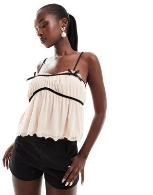 ASOS DESIGN - Caraco fluide à détails contrastants sur le buste - Crème