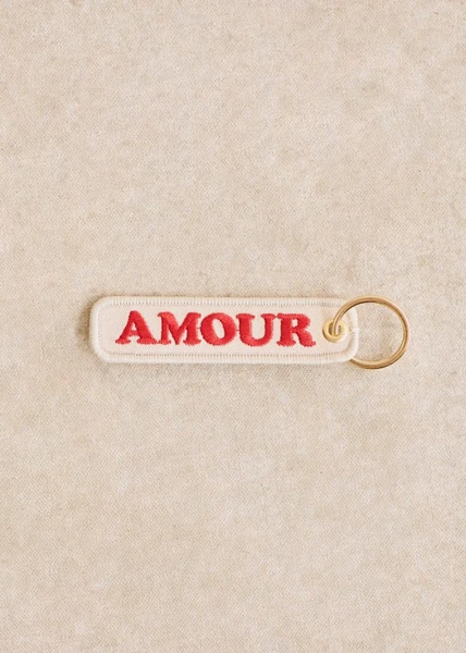 Porte-clé Brodé - Rouge " Amour " - Coton - Sézane