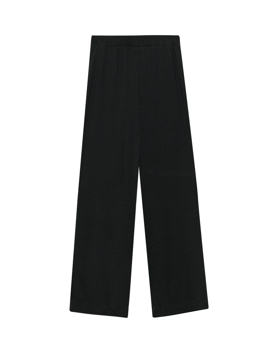 Pantalon large en laine mérinos pour femme