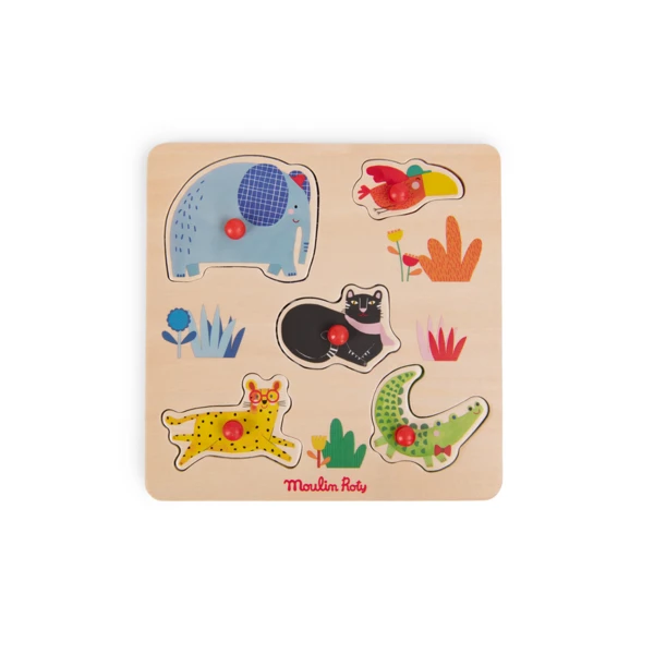 Puzzle encastrable en bois 5 animaux