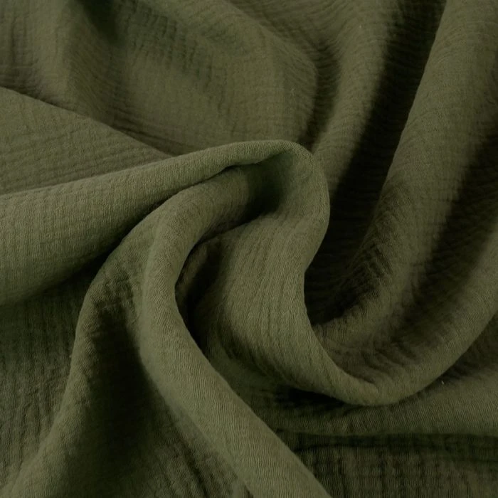 Tissu Double Gaze Bio Uni - Kaki | Douceur et Élégance | Tissu Coton
