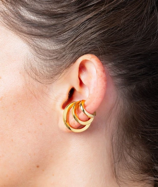 Ear Cuff Triple Ridley - Doré