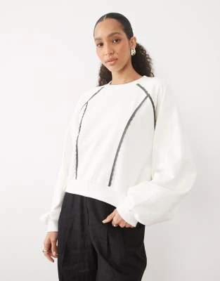 ASOS DESIGN - Sweat avec détails en dentelle - Crème