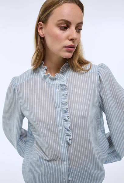 Chemise manches longues rayée en coton BIO GOTS