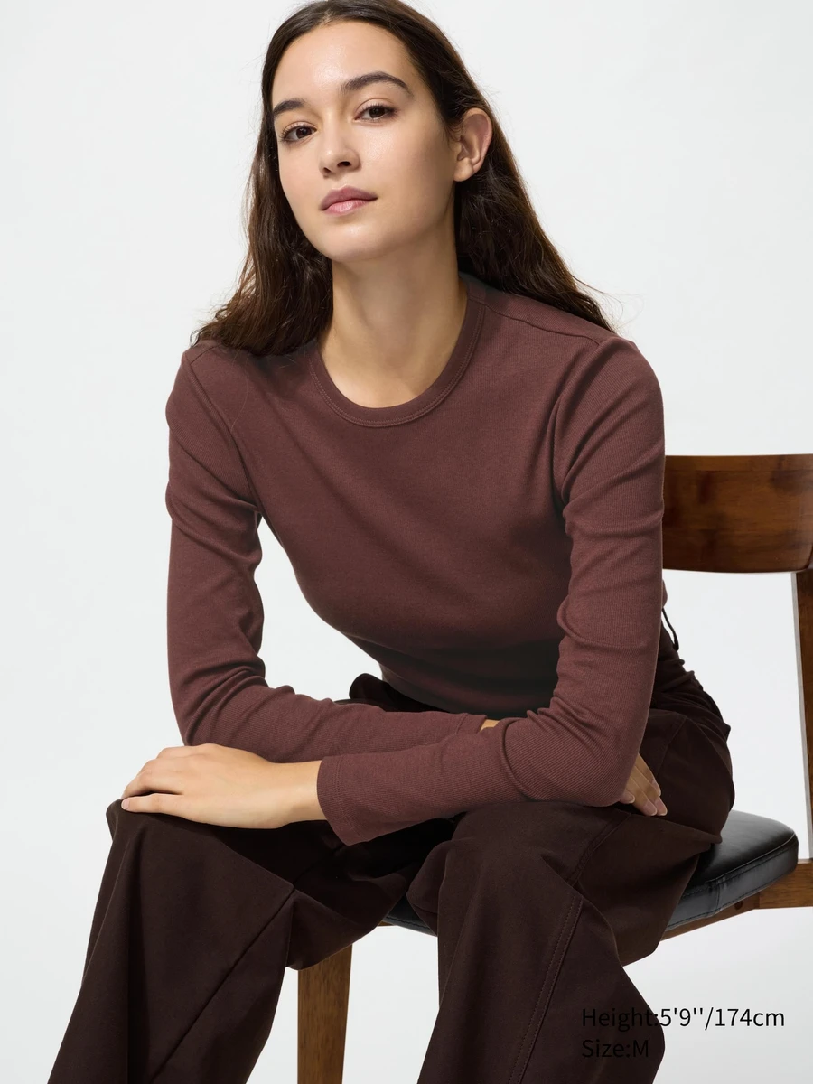 Womens Soft Ribbed T-Shirt (Long Sleeve) | UNIQLO AT