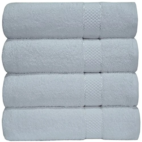 Casabella – Lot de 4 grandes serviettes de bain 100 % coton égyptien peigné, 100 % coton, blanc, 4 Bath Sheet