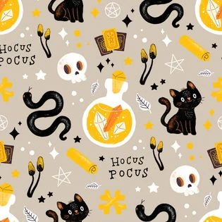 Tissu coton deluxe BIO - Hocus Pocus beige | Rascol