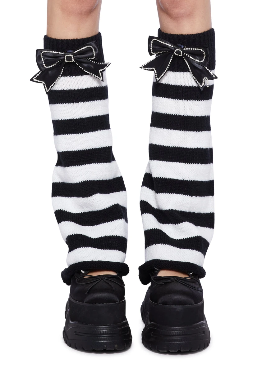 Stripe Leg Warmers- Black
