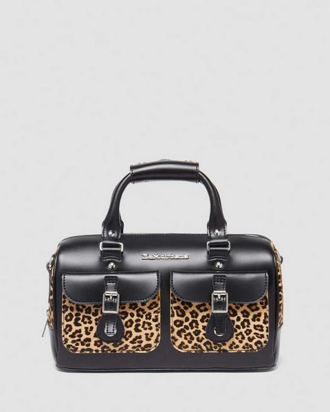 DR MARTENS Sac en Hair-On &agrave; imprim&eacute; l&eacute;opard et &agrave; anses sup&eacute;rieures