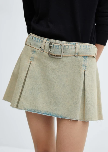 Minijupe en jean ceinturée -  Femme | Mango France