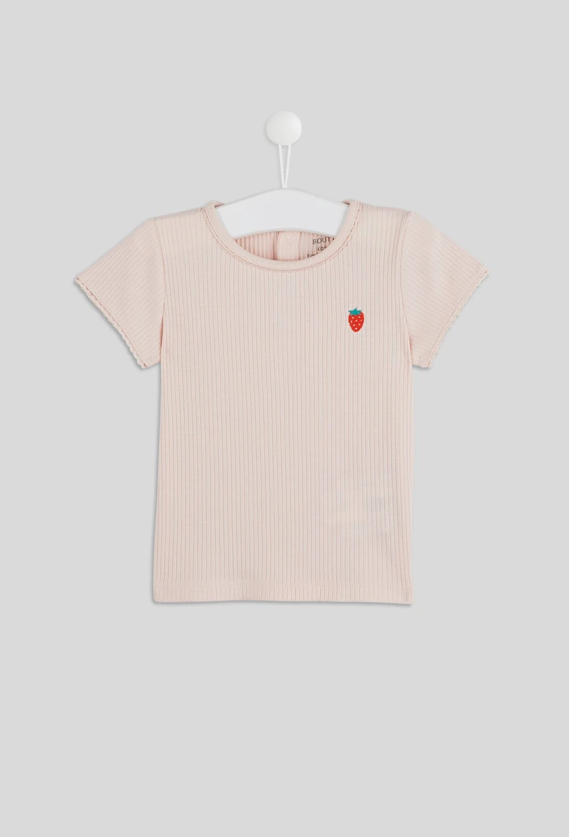 T-shirt manches courtes brodé en coton BIO