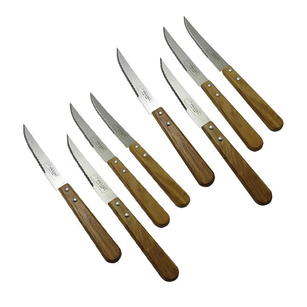 Lot de 8 couteaux à steak en olivier Jean Dubost