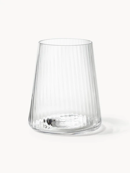Verres à eau artisanaux en verre strié Cami, 4 pièces