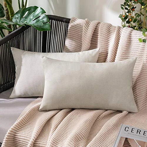 MIULEE Lot de 2 Taie d'oreiller Extérieure Imperméable en Polyester Doux avec Surface Hydrofugfe Housse de Coussin de Jardin Décoratif pour Salon Chambre 30x50cm Bleu Canard