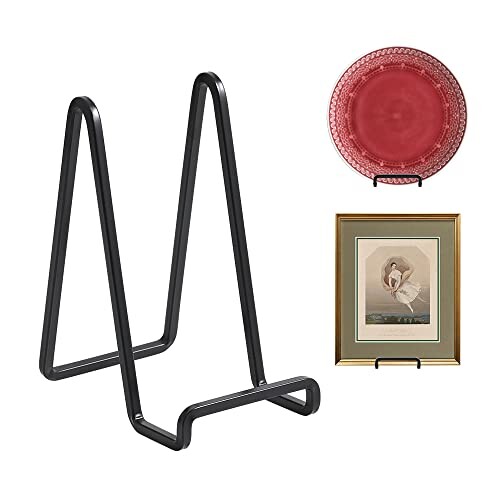 Chevalet Support Presentoir Porte Assiette - 6 Pouces Metal Support Assiette Decorative - Support Cadre Photo de Table - Présentoir de Fer pour Plaque | Livre Cuisine | Carte Postale | Art - Noir