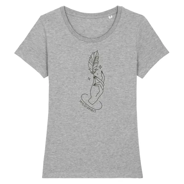 T-shirt Femme gris chiné - Wild Spirit - Coton 100% Bio
