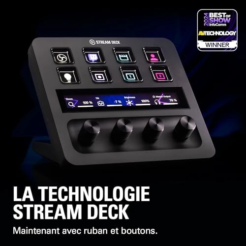 Elgato Stream Deck +, console de mixage, interface de production en direct et de studio, pour créateurs de contenus, streaming et gaming, avec ruban tactile, boutons et touches LCD, compatible Mac, PC