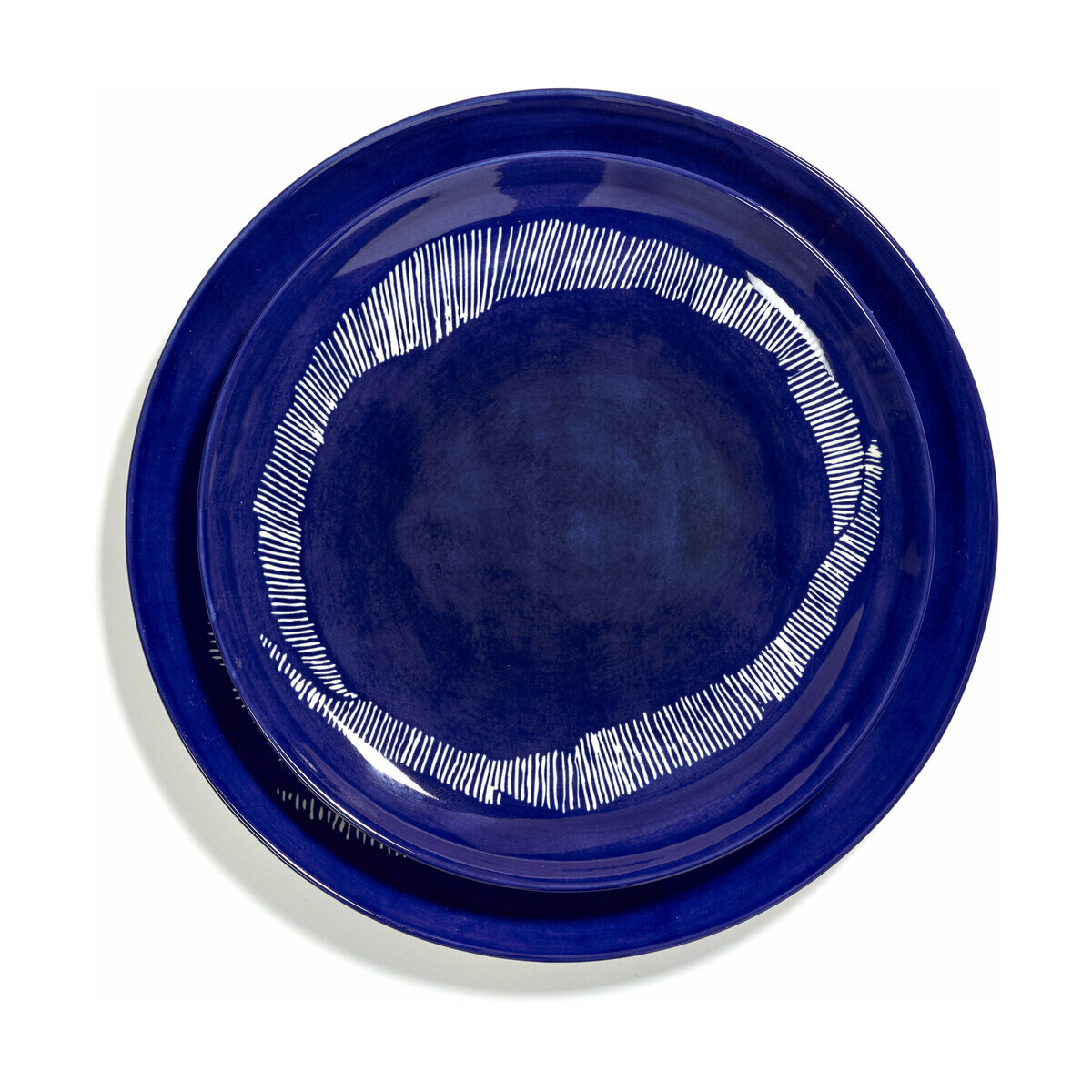 Assiette M bleu avec motif blanc Feast - Serax