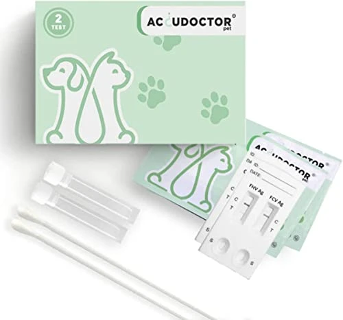 2 Accudoctor Test FPV Panleucopénie Féline + Giardia Lamblia Chats Test Rapide félin Animaux vétérinaire Animaux vétérinaire santé pour Chat Giardiase Autotest Auto Test giardiose Chat Cat kit féline