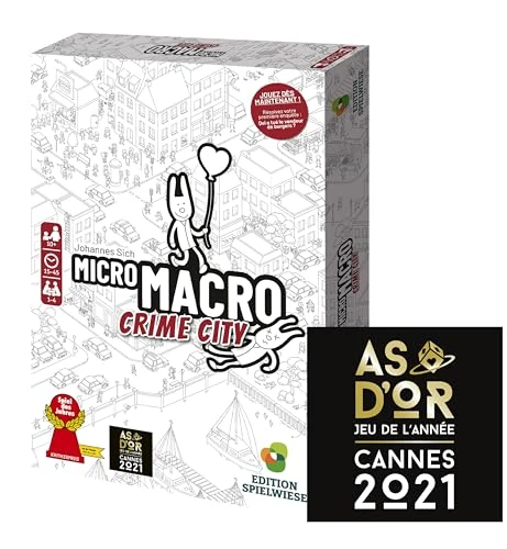 MICRO MACRO : Crime City - Jeu de société - Jeu d'enquêtes - Pour toute la famille - 10 ans et plus - 1 à 4 joueurs - Version française - observation et déduction - As d'or 2021 (jeu de l’année)